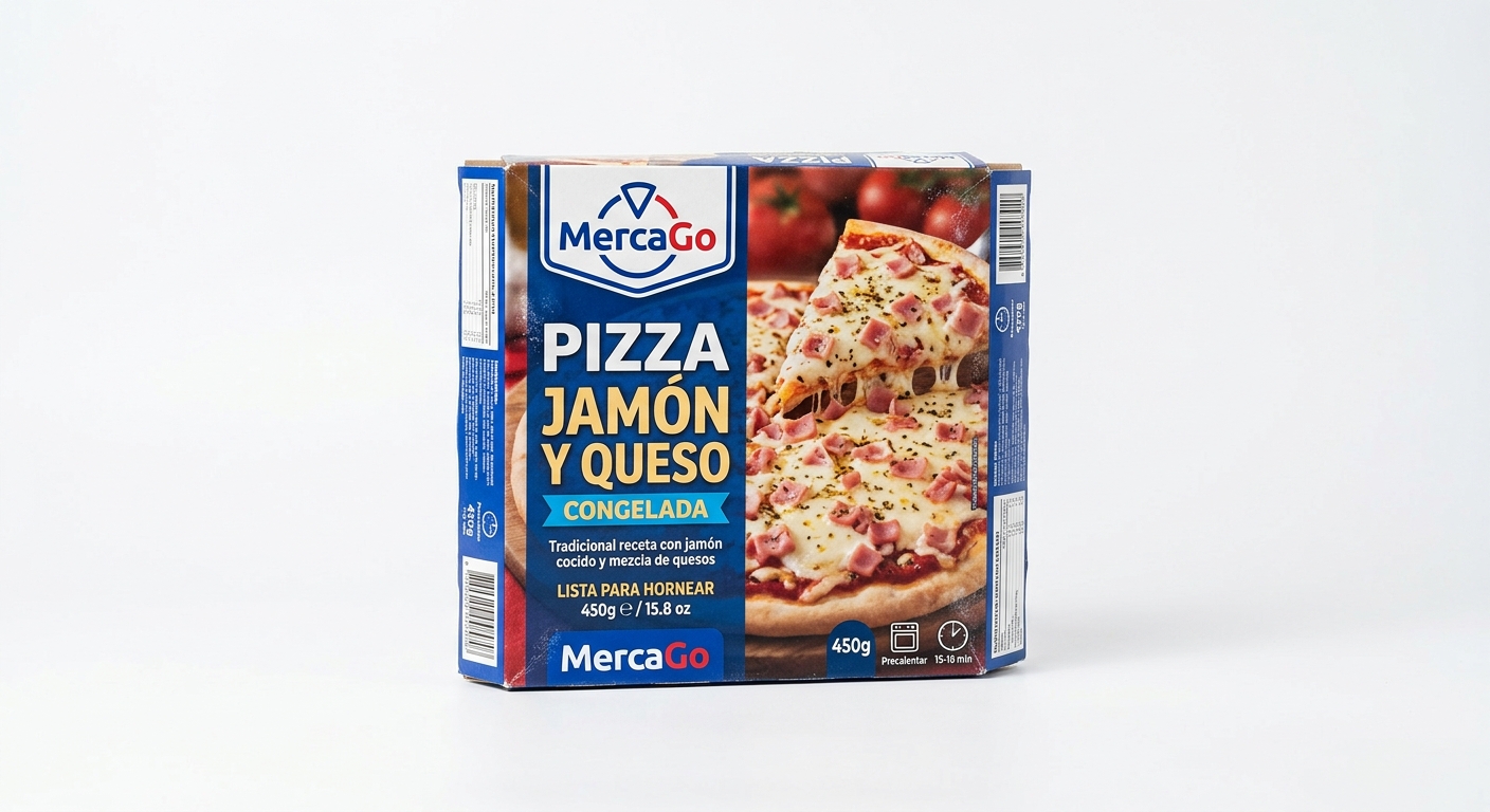 Pizza jamón y queso congelada